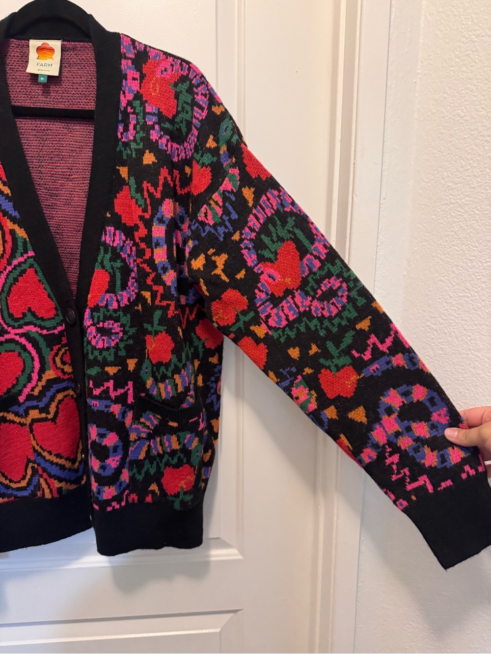 Farm Rio Mixed Rainbow Wild Hearts Snakes Cardigan - Picture 6 of 8